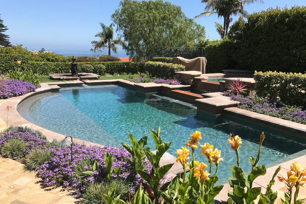 Stylish Pool with Pavers Planters