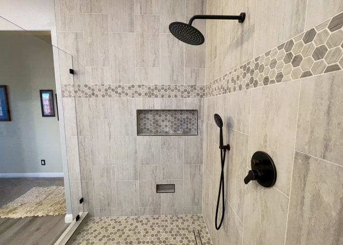 image of bathroom after having been remodeled, modern and affordable.